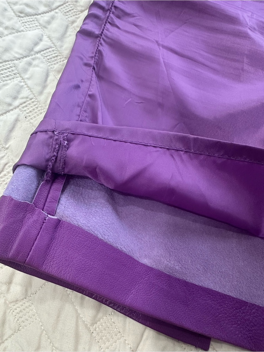 Vintage Little New York Collection Purple Genuine Leather Knee Length Skirt - Picture 8 of 11